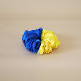 Double Silk Scrunchie Blue Yellow