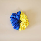 Double Silk Scrunchie Blue Yellow