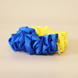 Double Silk Scrunchie Blue Yellow