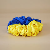 Double Silk Scrunchie Blue Yellow