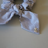 Blue Stripe Ribbon Scrunchie