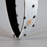 Thin Headband White Gold Dot with Black