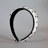 Thin Headband White Gold Dot with Black