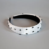 Thin Headband White Gold Dot with Black
