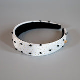 Thin Headband White Gold Dot with Black