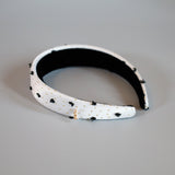 Thin Headband White Gold Dot with Black