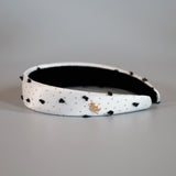 Thin Headband White Gold Dot with Black