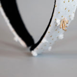 Thin Headband White Gold Dot with White