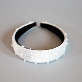 Thin Headband White Gold Dot with White