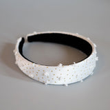 Thin Headband White Gold Dot with White