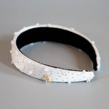 Thin Headband White Gold Dot with White