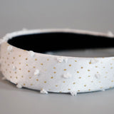 Thin Headband White Gold Dot with White