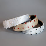 Thin Headband White Gold Dot with Black