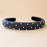 Slender Headband Denim Silver