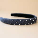 Slender Headband Denim Silver