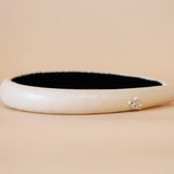 Slender Headband Eco Beige Leather No Studs