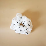 Double Lace Scrunchie White Dot