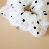 Double Lace Scrunchie White Dot