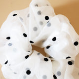 Double Lace Scrunchie White Dot