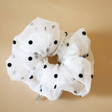 Double Lace Scrunchie White Dot