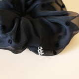 Double Lace Scrunchie Black Dot