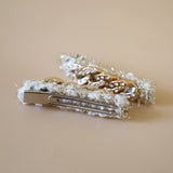 White Gold Tweed Hair Clip