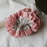 Beige Red Gingham Scrunchie