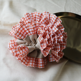 Beige Red Gingham Scrunchie