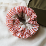 Beige Red Gingham Scrunchie