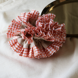 Beige Red Gingham Scrunchie