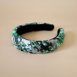 OG Headband Black Green Tweed No Studs