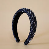 OG Headband Black Navy Tweed No Studs