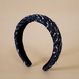 OG Headband Black Navy Tweed No Studs