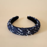 OG Headband Black Navy Tweed No Studs