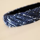 OG Headband Black Navy Tweed No Studs