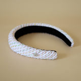 OG Headband White Pink Tweed No Studs
