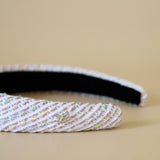 OG Headband White Pink Tweed No Studs