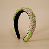 OG Headband Green Pink Tweed No Studs