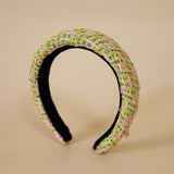 OG Headband Green Pink Tweed No Studs