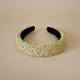 OG Headband Green Pink Tweed No Studs