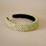 OG Headband Green Pink Tweed No Studs