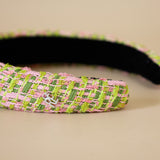 OG Headband Green Pink Tweed No Studs