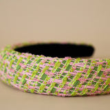 OG Headband Green Pink Tweed No Studs