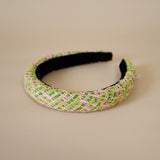 Slender Headband Green Pink Tweed No Studs