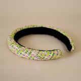 Slender Headband Green Pink Tweed No Studs