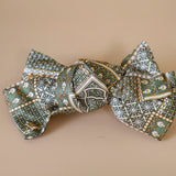 Ribbon Barrette Green Gold