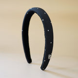Slender Headband Navy Black Dot No Studs