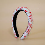 Slender Headband White Red Tweed No Studs