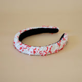 Slender Headband White Red Tweed No Studs
