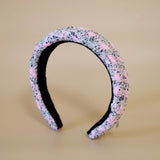OG Headband Pink Black Tweed No Studs